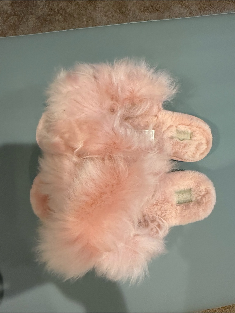 UGG Pink Plush Shearling Slide Slippers